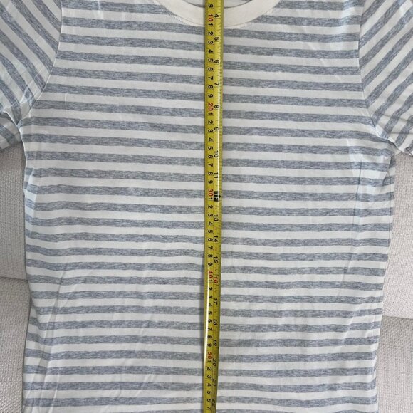 COS Striped Short Sleeve T-Shirt – White & Light Gray – 100% Cotton – Size Small - Picture 3 of 4